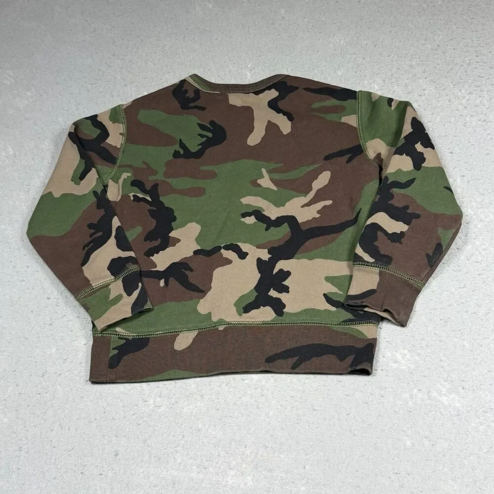 Polo Ralph Lauren Camo Sweater Kids Boys Size Small Green Brown Camouflaged Crew